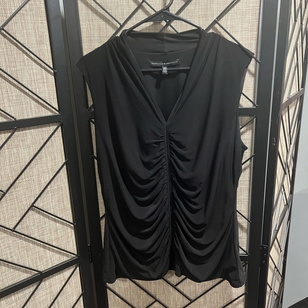 White House Black Market Black Ruched Top XL
